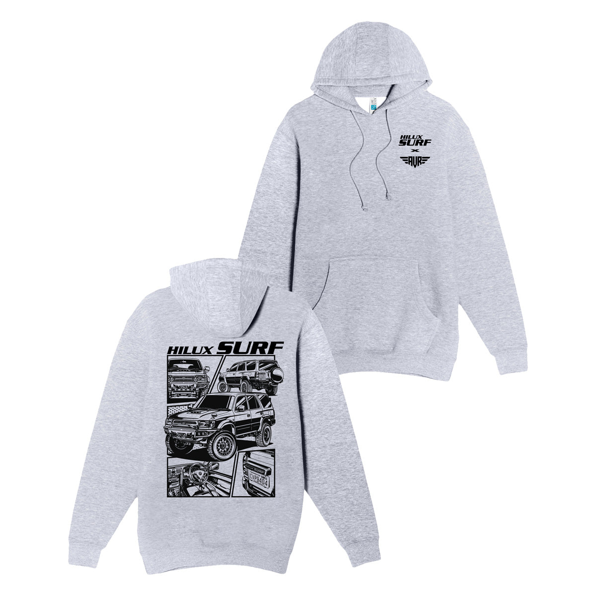 Hilux Surf Comic Heavy Weight Hoodie- Heather Grey