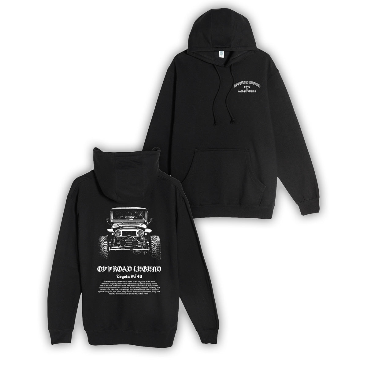 FJ40 Offroad Legend Heavy Weight Hoodie- Black